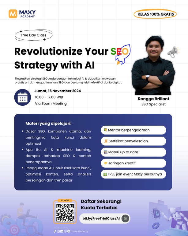 Kenalkan AI dalam Strategi Digital Marketing, MAXY Academy Gelar Webinar SEO dengan AI Gratis