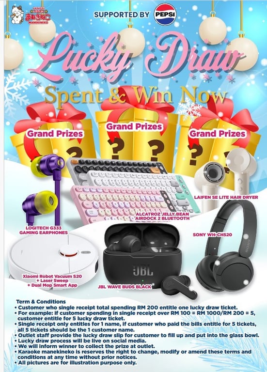 Karaoke Manekineko’s December Lucky Draw: Spend & Win Amazing Prizes This Christmas Season!