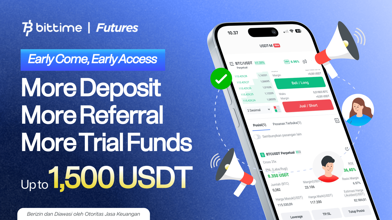 Bittime Buka Waitlist Eksklusif Flexible Futures, Beri Akses Early Bird dan Trial Funds Hingga $1.500 USDT