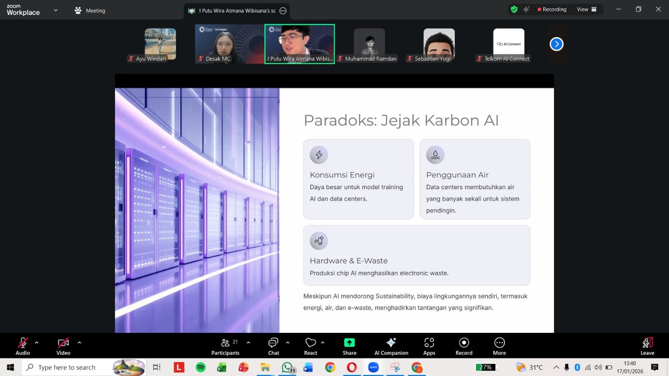 Telkom AI Center Bali Gelar AI Connect Online Series Bahas Peran AI dalam Keberlanjutan Lingkungan dan Transformasi Digital