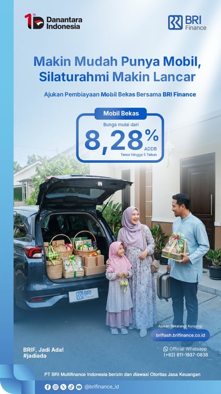 Rayakan Momen Kebersamaan dengan Mobil Baru, BRI Finance Tawarkan Bunga Spesial Mulai 3,35%