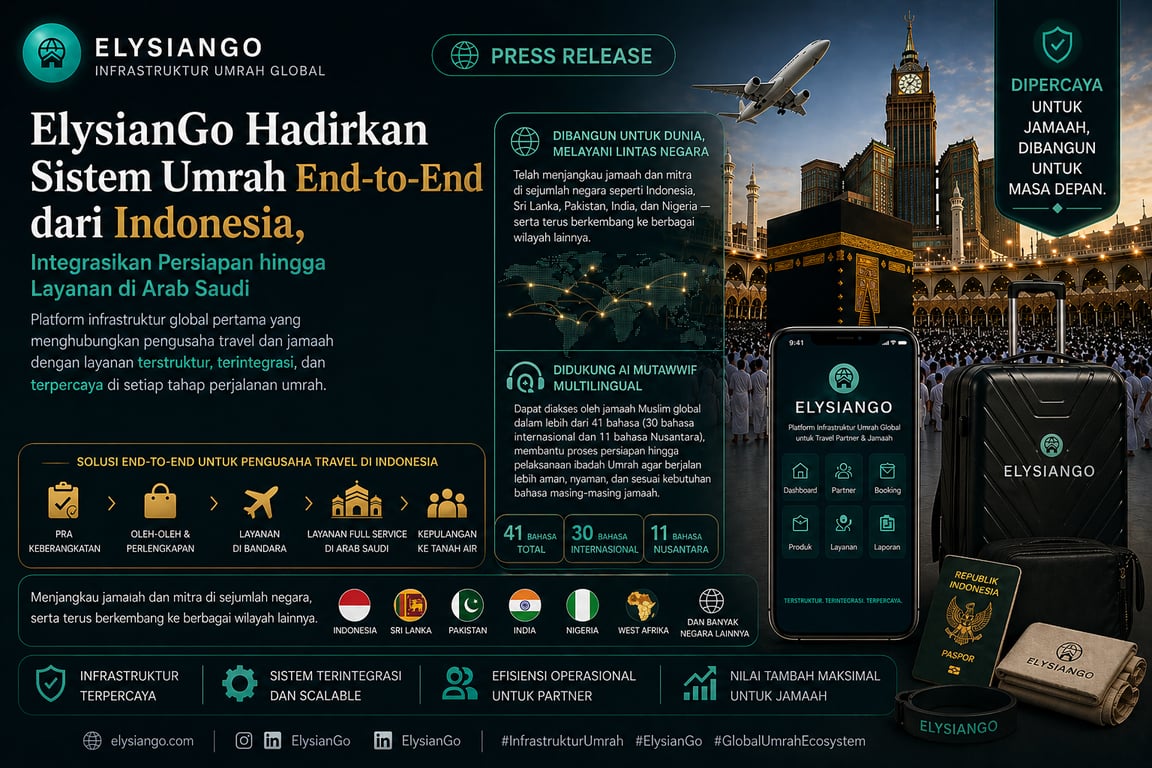 ElysianGo Hadirkan Sistem Umrah End-to-End dari Indonesia, Integrasikan Persiapan hingga Layanan di Arab Saudi