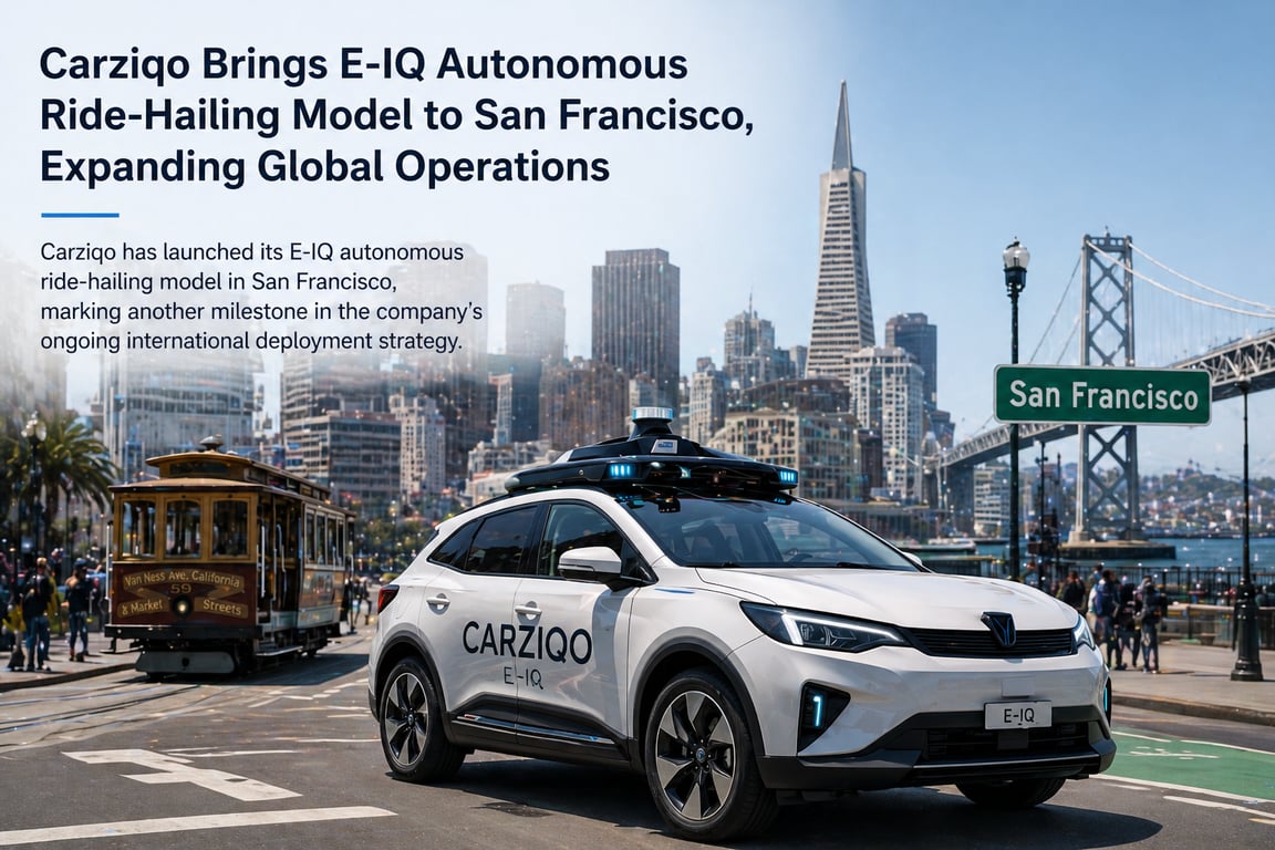 Carziqo Brings E-IQ Autonomous Ride-Hailing Model to San Francisco, Expanding Global Operations