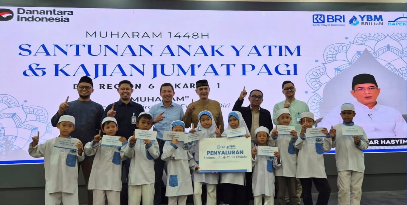 BRI Region 6 Berkolaborasi dengan YBM BRI Jakarta Berbagi Kebahagiaan melalui Santunan Anak Yatim Piatu di Bulan Muharam