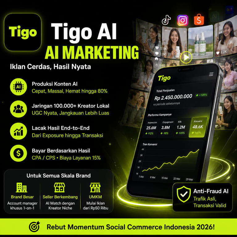 Iklan E-Commerce Indonesia Boros tapi Tidak Konversi? Tigo AI Menggerakkan Jutaan Kreator Biasa agar Setiap Rupiah Anggaran Terlihat Hasilnya Iklan E-Commerce Indonesia Boros tapi Tidak Konversi? Tigo AI Menggerakkan Jutaan Kreator Biasa agar Setiap Rupiah Anggaran Terlihat Hasilnya
