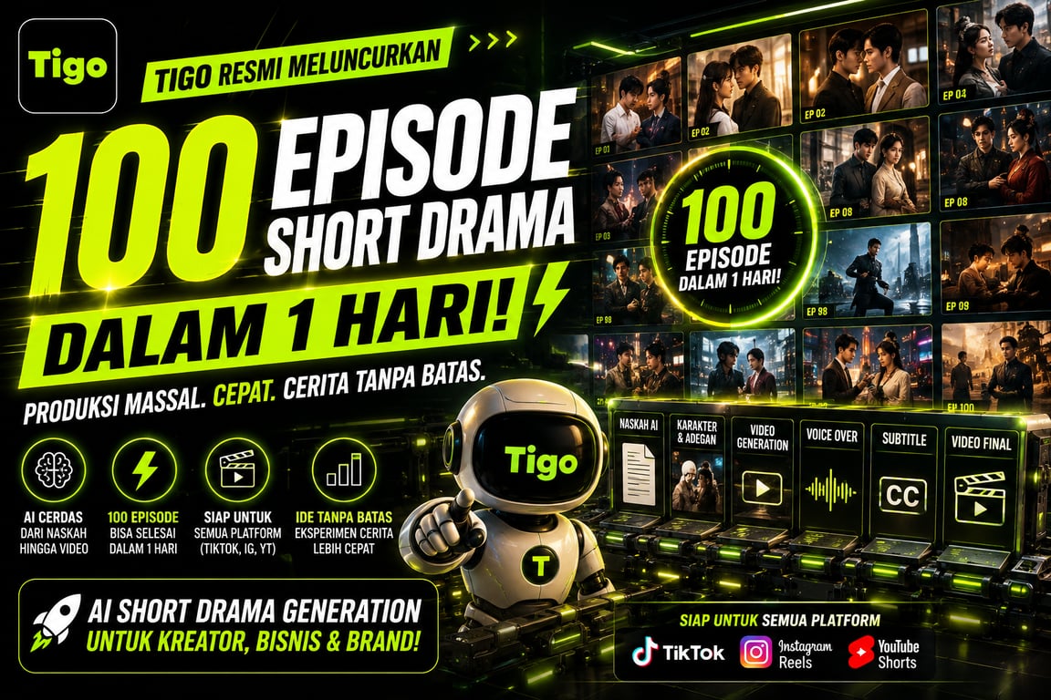 Tigo Resmi Meluncurkan Layanan “100 Episode Short Drama dalam 1 Hari”, Produksi AI Short Drama Memasuki Era Skala Besar Tigo Resmi Meluncurkan Layanan “100 Episode Short Drama dalam 1 Hari”, Produksi AI Short Drama Memasuki Era Skala Besar