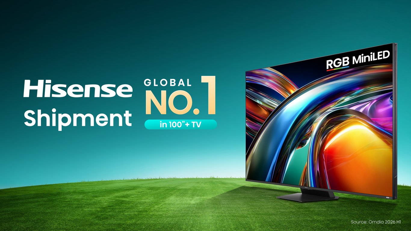 Nomor 1 Dunia Kategori TV 100 Inci ke Atas, Hisense Pimpin Pasar Global TV Layar Besar pada Semester Satu 2026