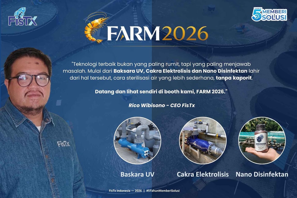 Industri Udang Punya Alternatif Pengganti Kaporit, FisTx Siap Unjuk Solusi di FARM 2026