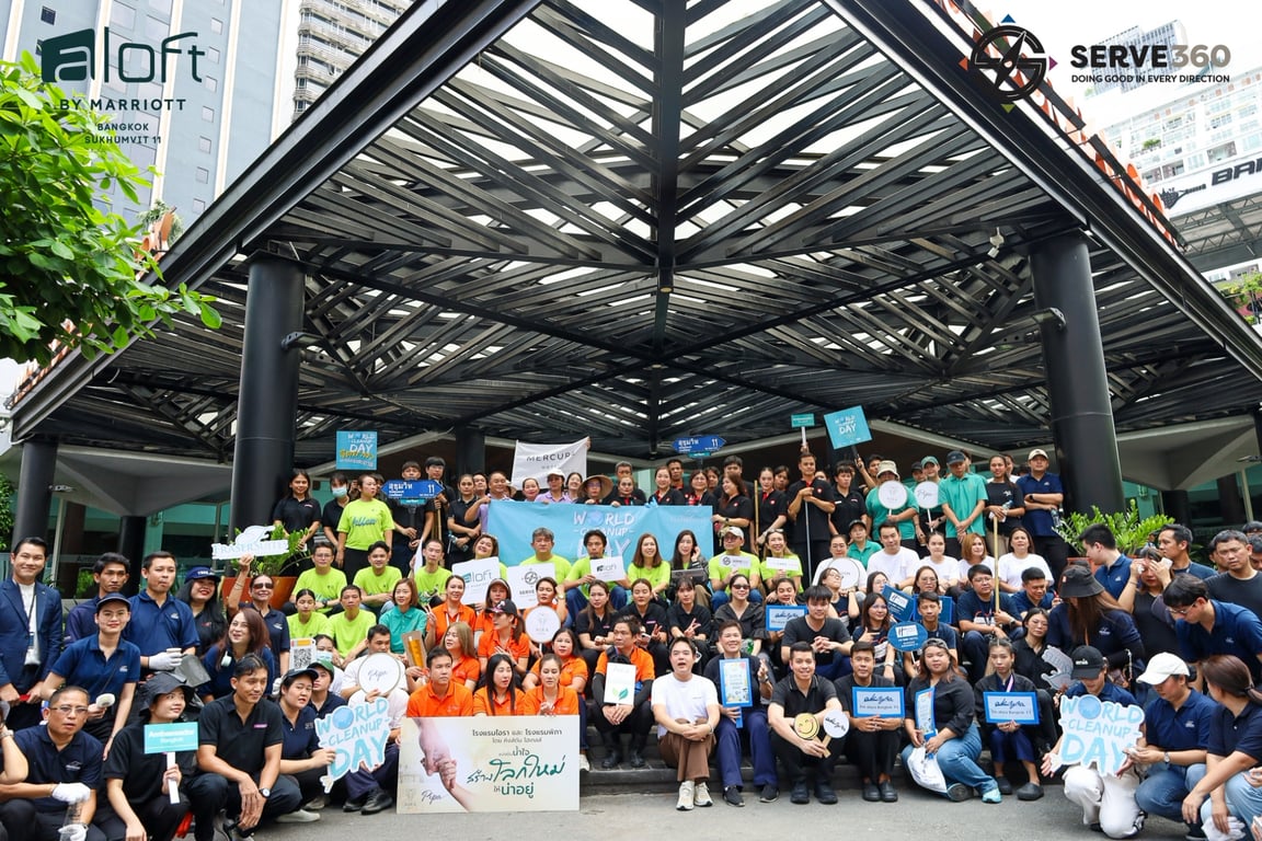 โรงแรมอลอฟท์ บาย แมริออท กรุงเทพ สุขุมวิท 11 ผนึกกำลังโรงแรมและผู้ประกอบการโรงแรมในซอยสุขุมวิท 11 ร่วมกับสำนักงานเขตวัฒนาและสถานีตำรวจนครบาลลุมพินี จัดกิจกรรมทำความสะอาดซอยสุขุมวิท 11 เนื่องในวัน World Cleanup Day