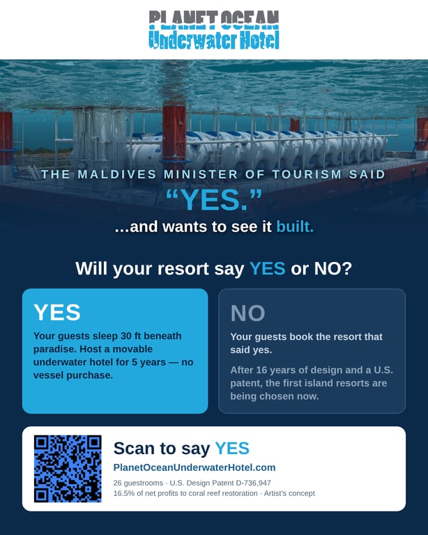 Planet Ocean Underwater Hotels Invites all Philippines Resorts to Evaluate Movable Underwater Hotel Partnership